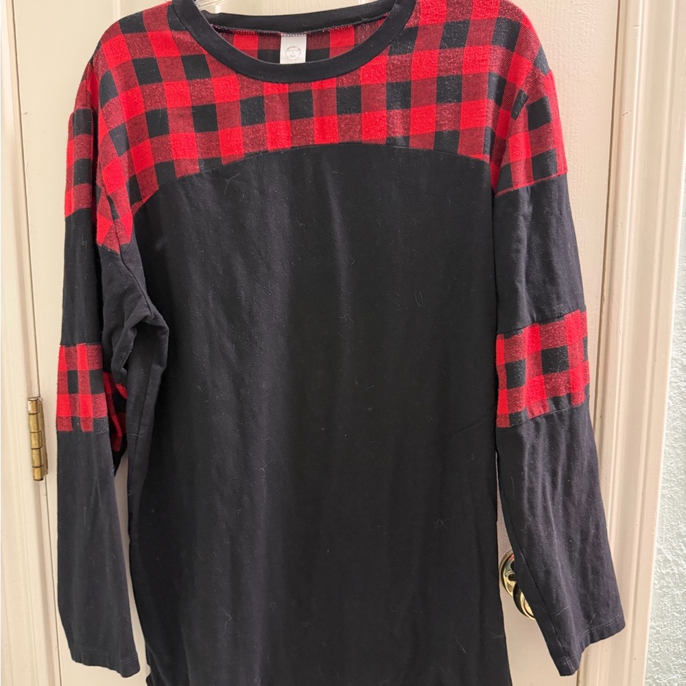 Plaid Black and Red Women's Top